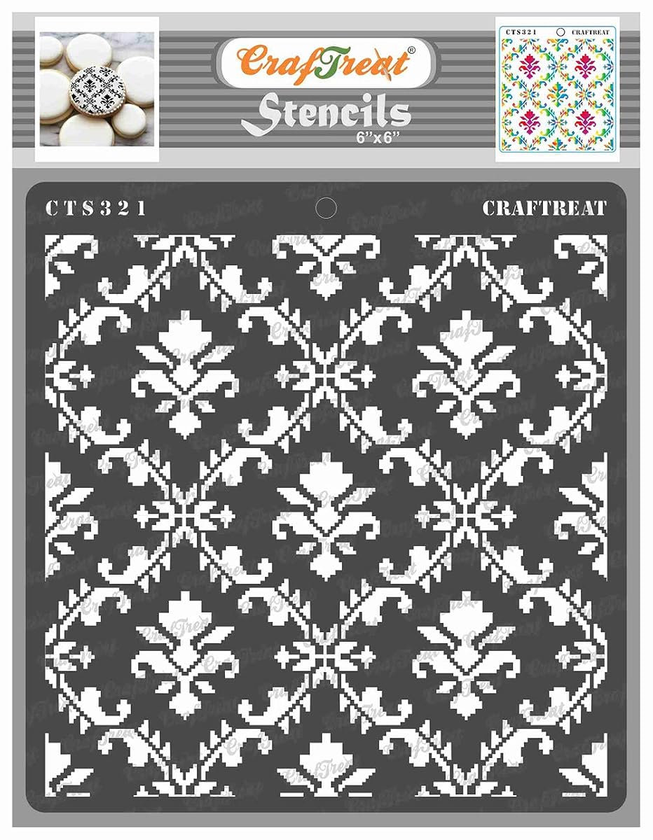 Reusable Linked Chains & Intertwined Pattern Stencils for Painting on Wood, Wall, Furniture, Canvas, Paper, Fabric, Floor & Tile – Pack of 2 Geometric DIY Craft Paint Stencil 6x6 Inches