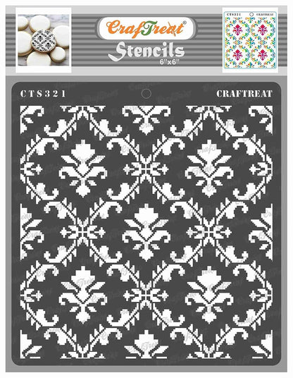 Reusable Linked Chains & Intertwined Pattern Stencils for Painting on Wood, Wall, Furniture, Canvas, Paper, Fabric, Floor & Tile – Pack of 2 Geometric DIY Craft Paint Stencil 6x6 Inches