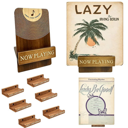Vinyl Record Wall Mount 6PCS & Now Playing Vinyl Record Stand Set