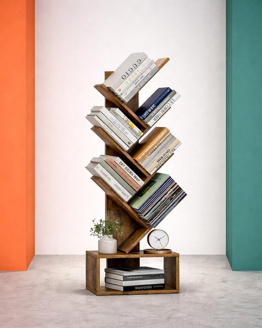 6 Tier Tree Book shelf, Small Bookcase and Small Bookshelf for Small Spaces