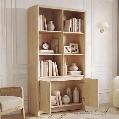59" Tall Bookcase with Doors, 31.5'' Wide Large Book Shelf with Storage