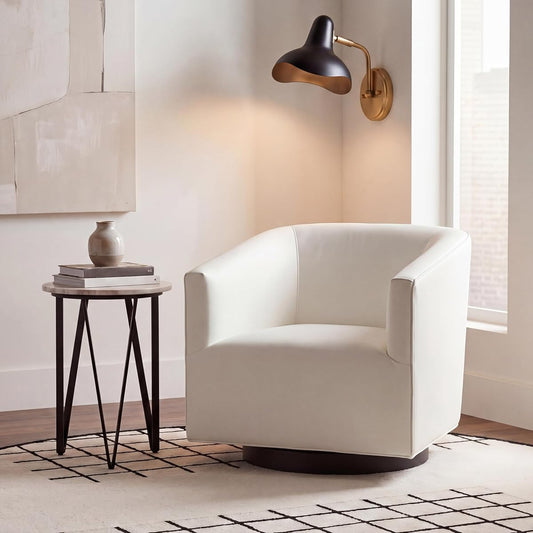 SAFAVIEH Home Collection Birdie Cream Velvet Accent Swivel Chair (Fully Assembled)