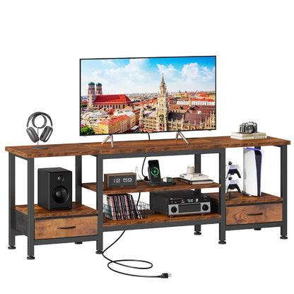 63" TV Stand with Fabric Drawers for 65 70 75 Inch TVs