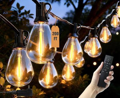 200FT Outdoor String Lights Waterproof, 76+2 Shatterproof S11 LED Bulbs