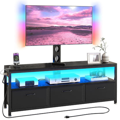 TV Stand with Mount, Entertainment Center for 55 60 65 inch, Black