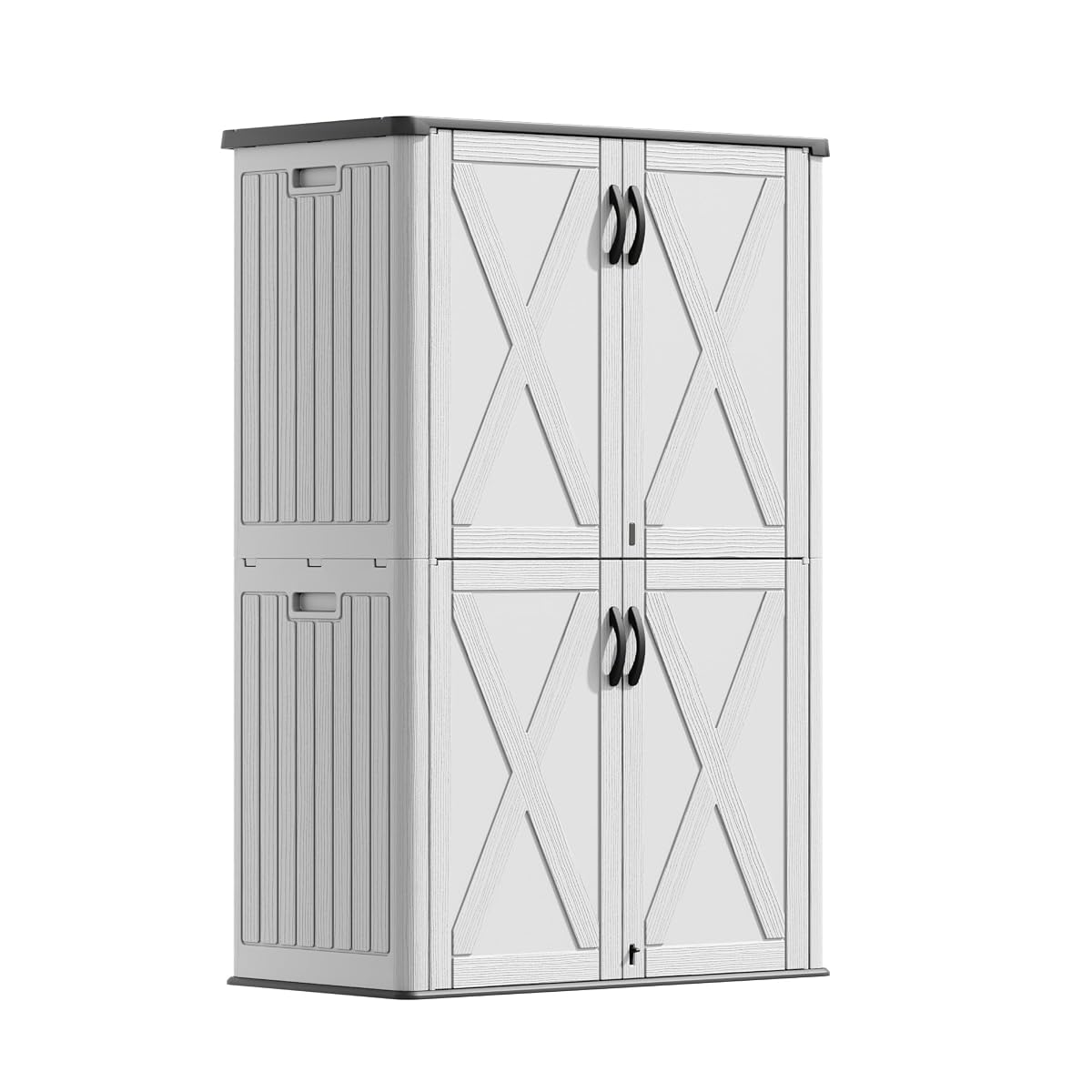 50 Cu Ft Plastic Outdoor Storage Cabinet, White | Vertical Resin Storage Shed with Lockable Door, Waterproof Shed for Patio Furniture Pool Toy, Garden Tool, Shelf Not Included
