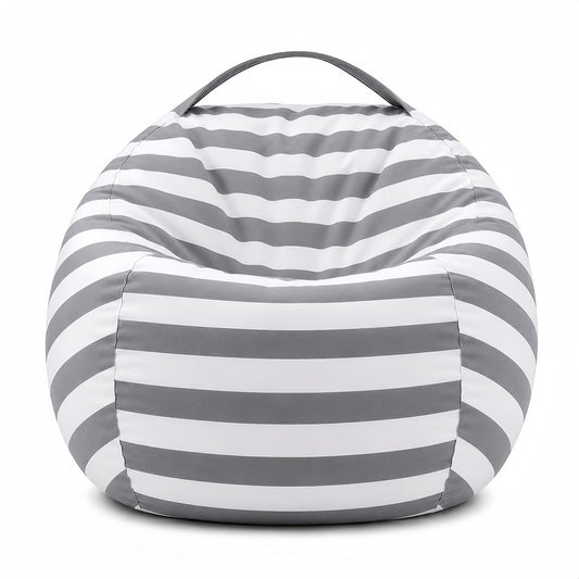 Amzlink® Stuffed Animal Storage Bean Bag Chair Cover for Adults - Stuffable Zipper Beanbag for Organizing Plush Toys, Heavy Duty Large Cotton Canvas, Ideal for Bedroom Playroom Classroo(L for Adults)