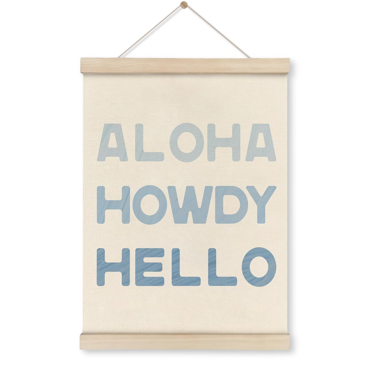 Blue Coastal Cowgirl Howdy Aloha Poster Hanger Frame, Howdy Wall Art,Western Trendy Sign Wall Art with Wooden Frames,Preppy Cowgirl Wall Hanging Banner Decor for Living Room Bedroom, 12x16 Inch