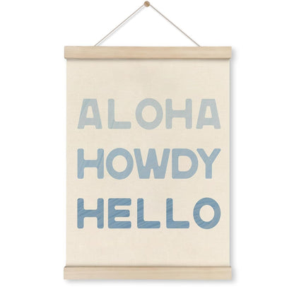 Blue Coastal Cowgirl Howdy Aloha Poster Hanger Frame, Howdy Wall Art,Western Trendy Sign Wall Art with Wooden Frames,Preppy Cowgirl Wall Hanging Banner Decor for Living Room Bedroom, 12x16 Inch