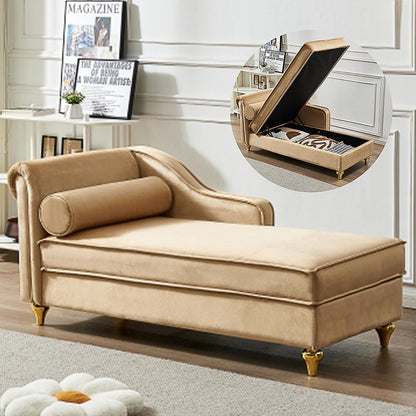 60.6" Modern Storage Chaise Lounge Indoor