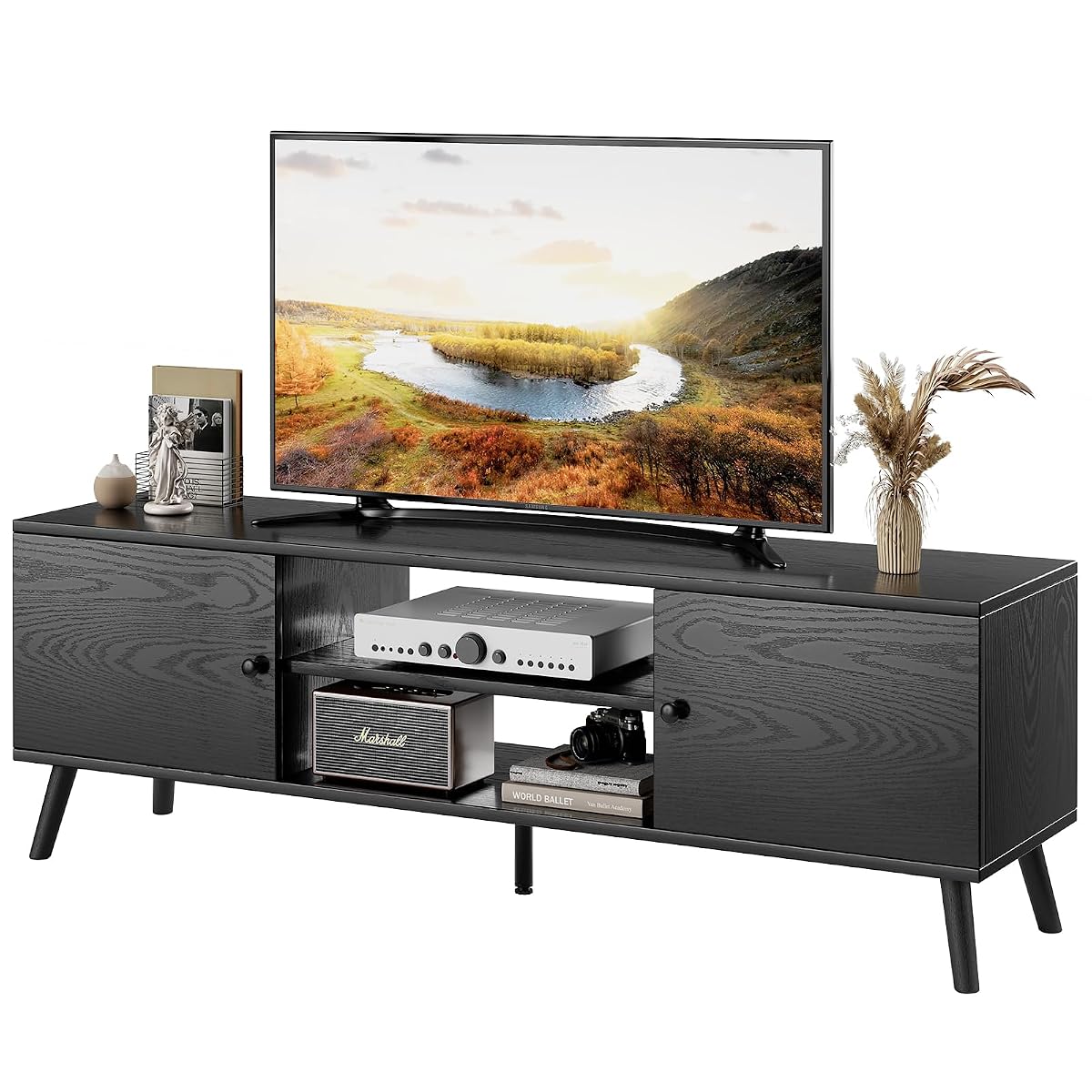 TV Stand for 55 60 inch TV, Modern Mid Century Entertainment Center with Storage