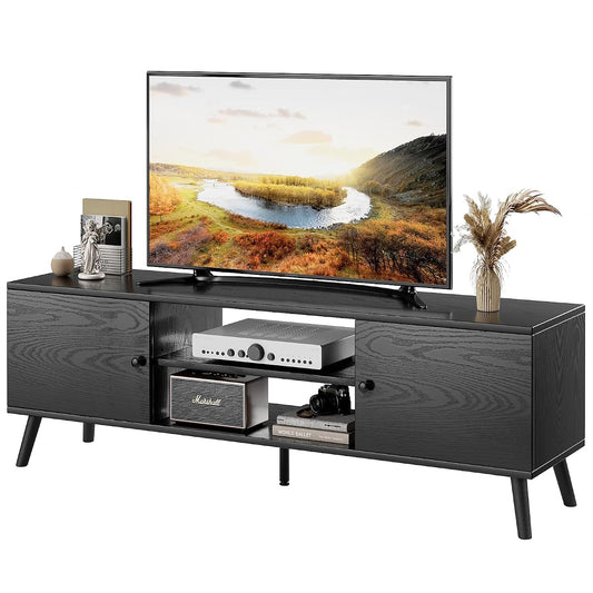 TV Stand for 55 60 inch TV, Modern Mid Century Entertainment Center with Storage