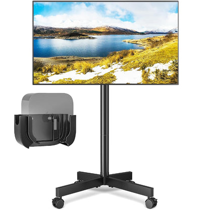 Strong Tall Rolling TV Stand for 23-65 Inch TVs up to 88 lbs, Height Adjustable &Tilt Mobile TV Cart for Optimal Viewing Angle, Portable TV Stand with Locking Silent Wheels for Home and Outdoor