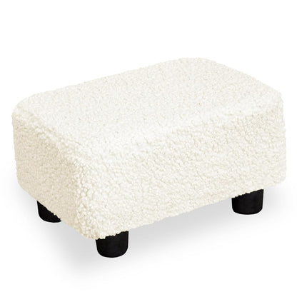 Small Foot Stool Ottoman Footstool with Legs Under Desk Footrest for Living Room Bedroom and Office, Soft Ivory White