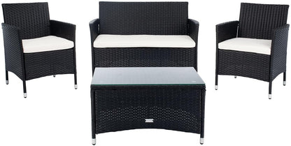 Bandele Black and Beige Outdoor Sofa Set