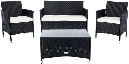 Bandele Black and Beige Outdoor Sofa Set