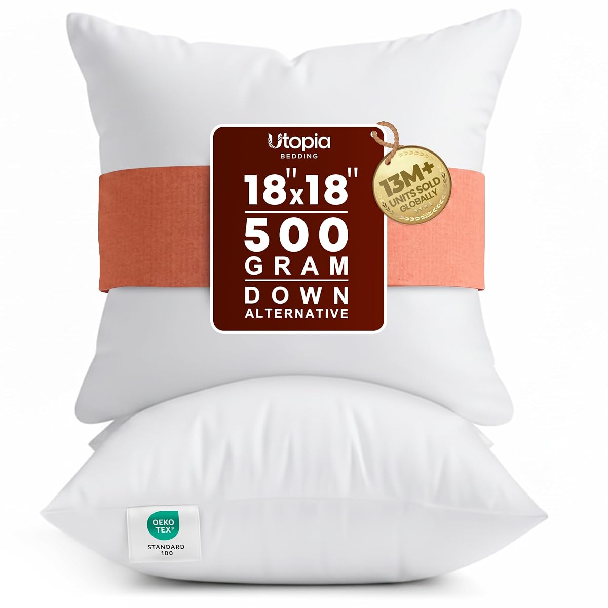 18x18 Pillow Inserts, White Throw Pillows for Couch, 2 Pack