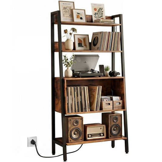 Record Player Stand, 5-Tier Turntable Stand with Charge Station