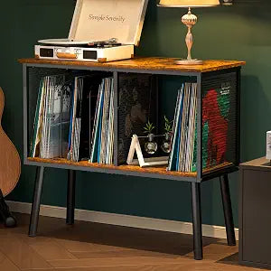 Record Player Stand with Adjustable Divider Vinyl Storage Holder Up to 200, view 2