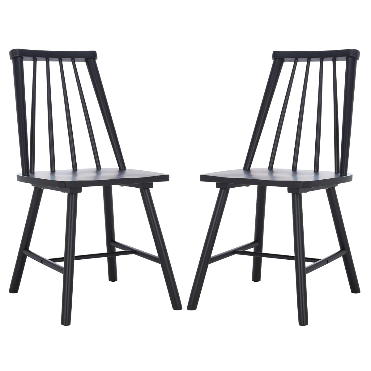 SAFAVIEH Home Collection - Analin Black Dining Chair, Set of 2, Mid-Century Solid Wood Spindle Back Chairs (DCH3302D-SET2)