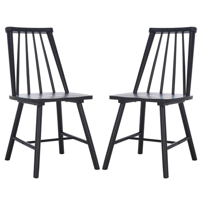 SAFAVIEH Home Collection - Analin Black Dining Chair, Set of 2, Mid-Century Solid Wood Spindle Back Chairs (DCH3302D-SET2)