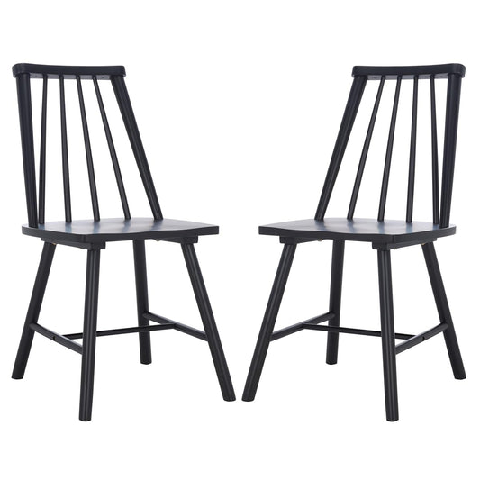 SAFAVIEH Home Collection - Analin Black Dining Chair, Set of 2, Mid-Century Solid Wood Spindle Back Chairs (DCH3302D-SET2)