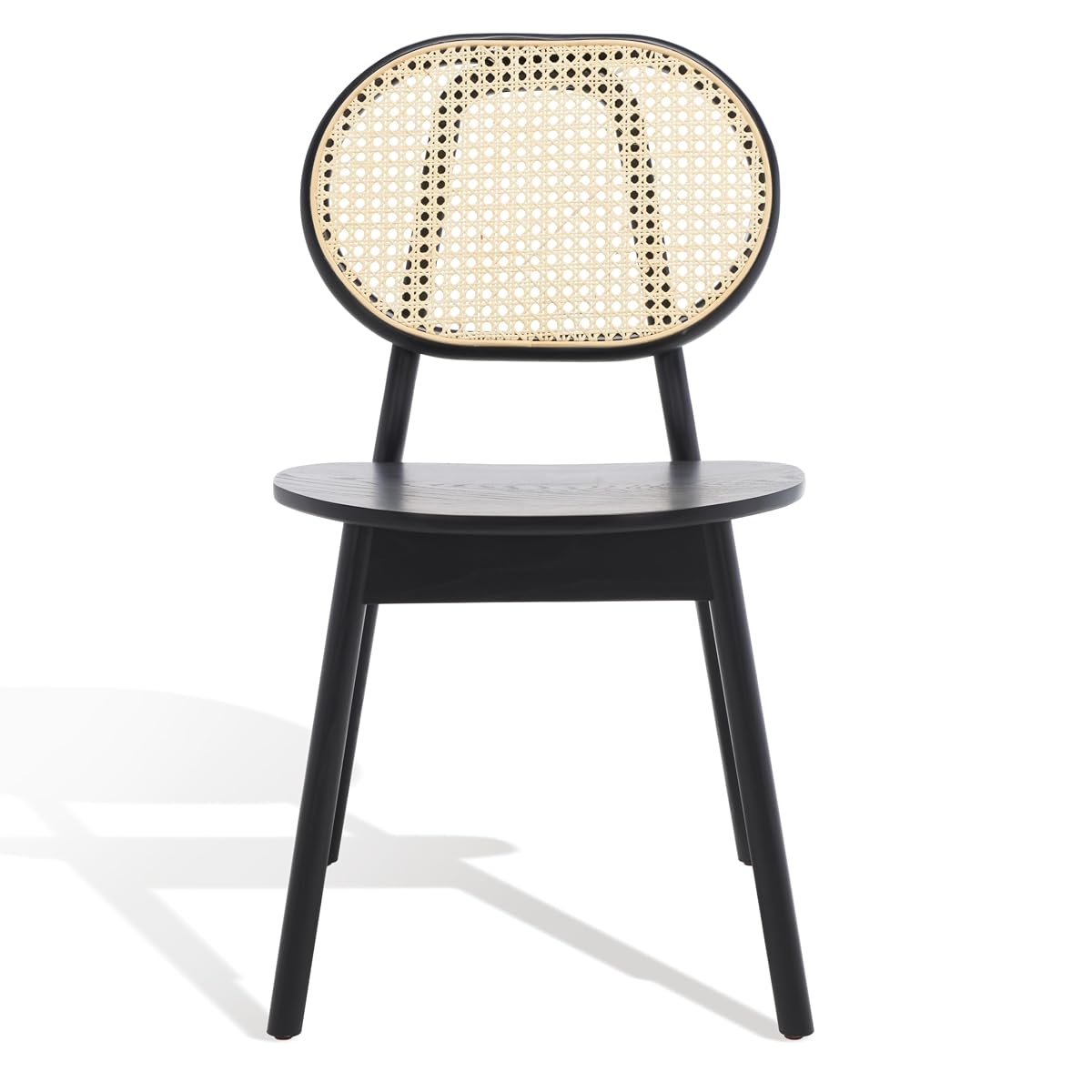 SAFAVIEH Couture Collection Kristianna Tropical Coastal Black/Natural Rattan Round Back Chair Set of 2