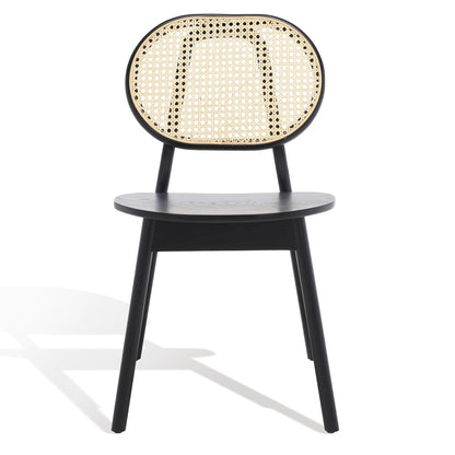 SAFAVIEH Couture Collection Kristianna Tropical Coastal Black/Natural Rattan Round Back Chair Set of 2