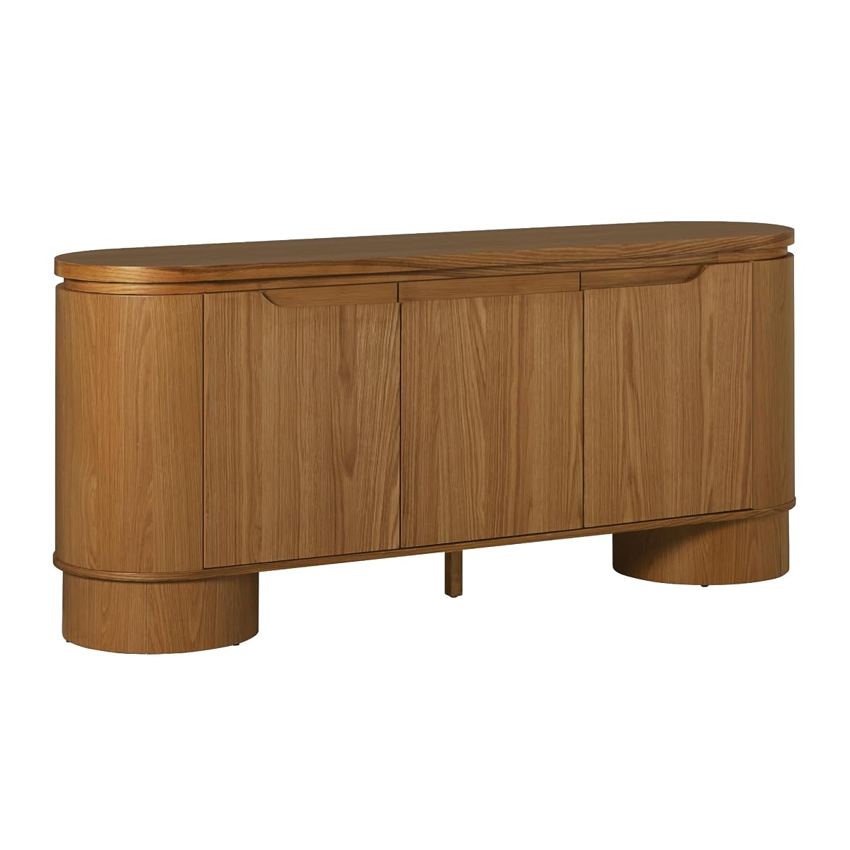Maya Large Curved Modern Solid Oak Wood Veneer 70 Inch Sideboard TV Stand