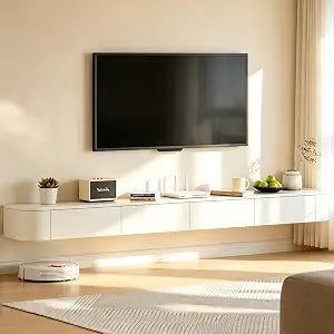 Floating TV Stand,Floating Entertainment Center (White, 78.7IN), view 2