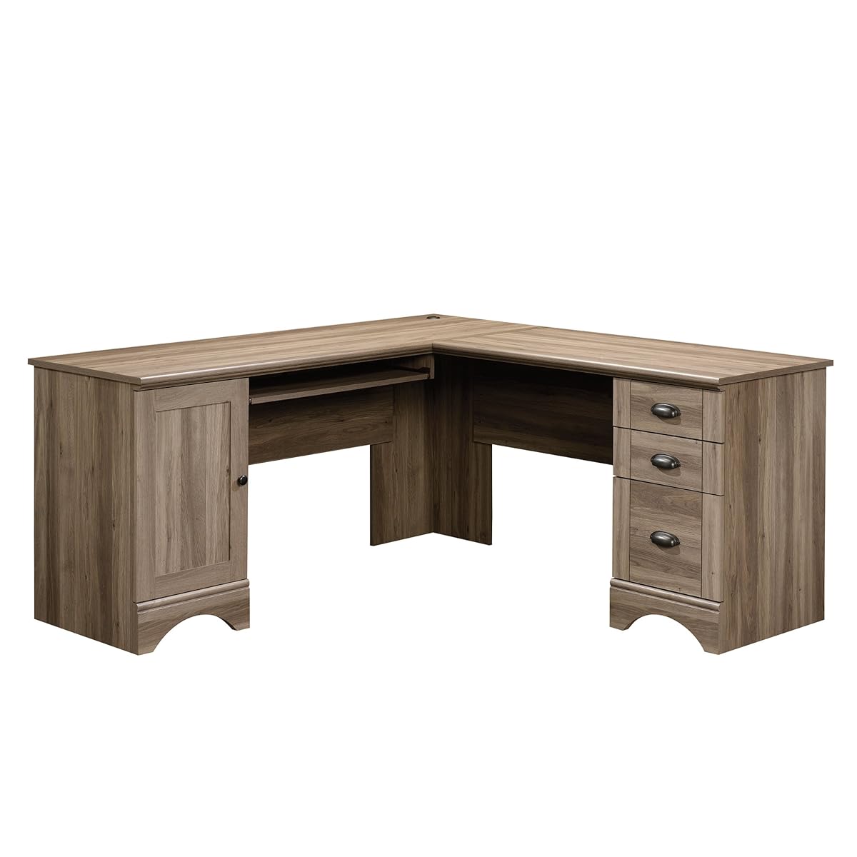 Harbor View Computer Desk, 66.14"D x 66.14"W x 30.28"H, Salt Oak finish