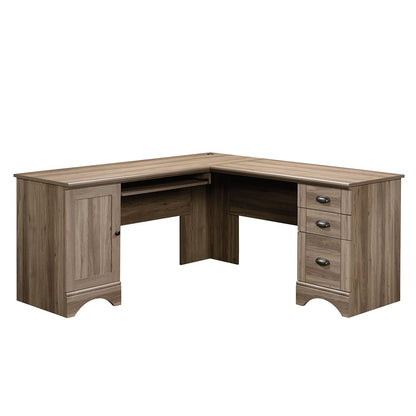 Harbor View Computer Desk, 66.14"D x 66.14"W x 30.28"H, Salt Oak finish