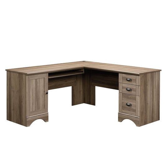 Harbor View Computer Desk, 66.14"D x 66.14"W x 30.28"H, Salt Oak finish