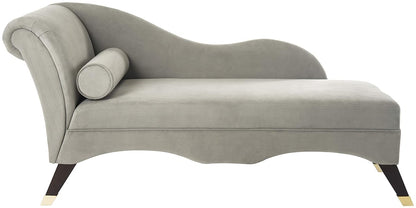 Safavieh Home Collection Caiden Grey Velvet Chaise with Pillow