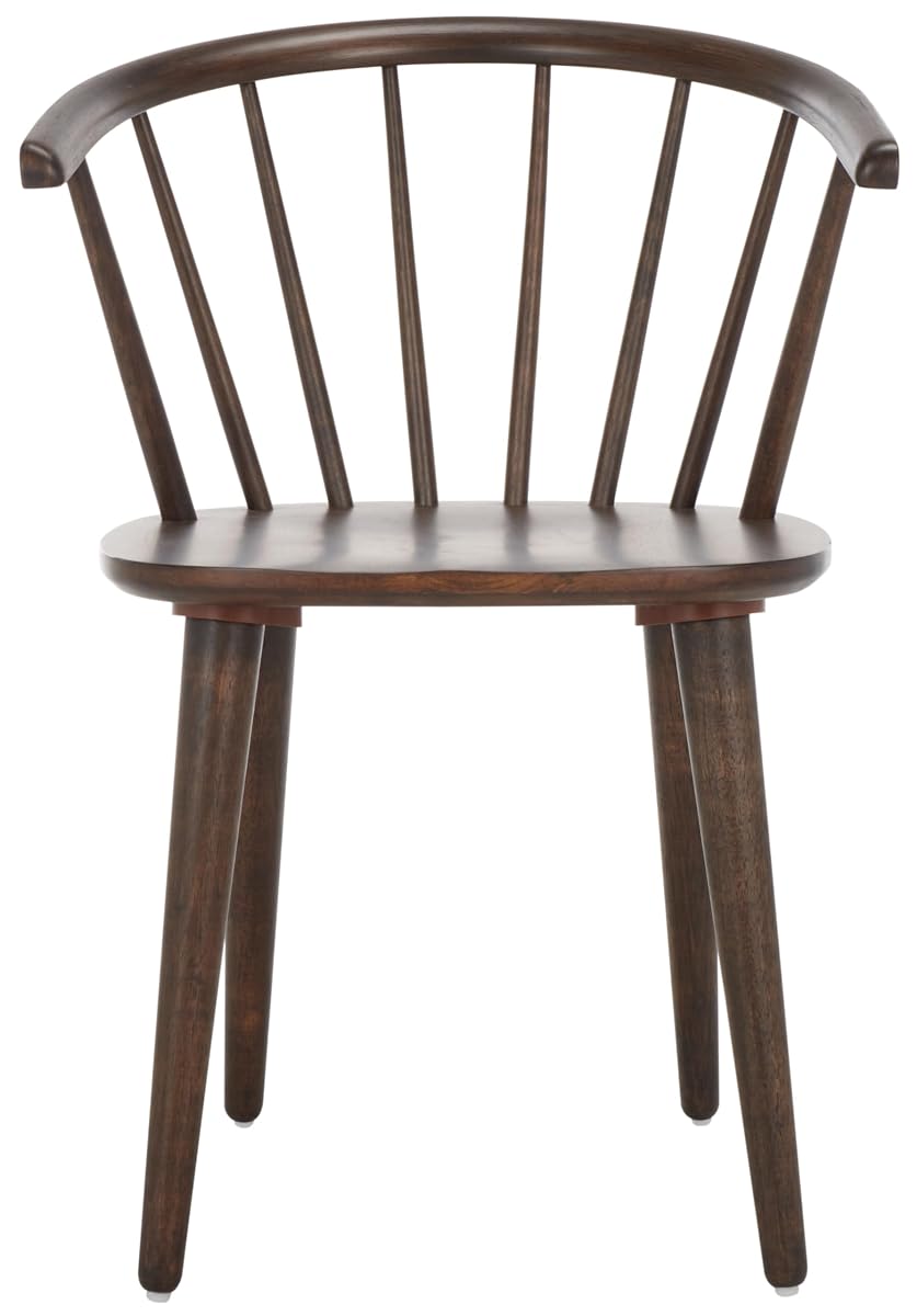 SAFAVIEH Furniture - Blanchard Side Chair Set of 2 - Dark Walnut - Solid Wood - Farmhouse Spindle Design - Ideal for Dining Room, Kitchen, Living Room, 17.9" Seat Height (AMH8512N-SET2)