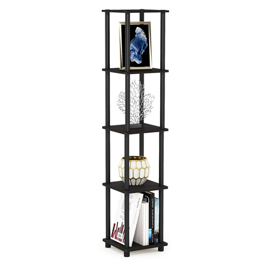 Turn-N-Tube 5-Tier Corner Square Rack Display Shelf, Round, Espresso/Black