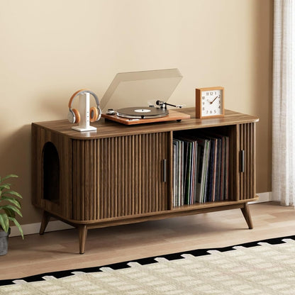 Modern Record Player Stand Vinyl Record Storage Up to 150 Records