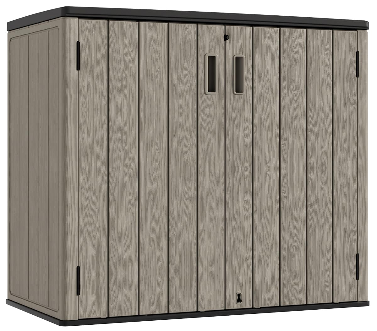 Outdoor Horizontal Storage Sheds,Outdoor Storage Cabinet Waterproof Resin Tool Storage Box for Lawn Mower,Garden Tools and Patio Furniture, Lockable (Brown)