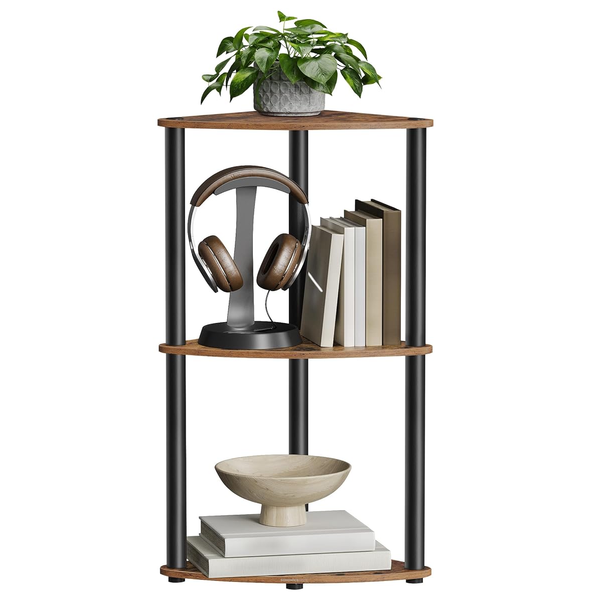 3-Tier Corner Shelf, Toolless Assembly