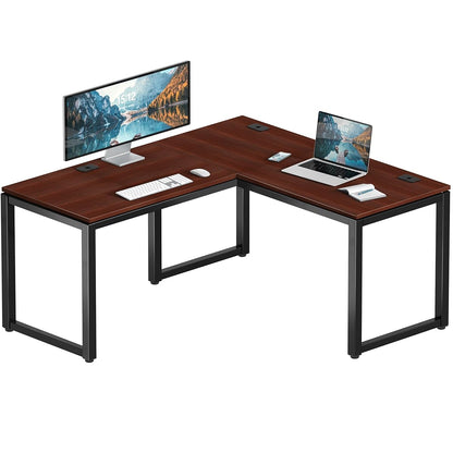 55 x 60 Inches Commercial-Grade L-Shape Corner Office Computer Desk, Cherry