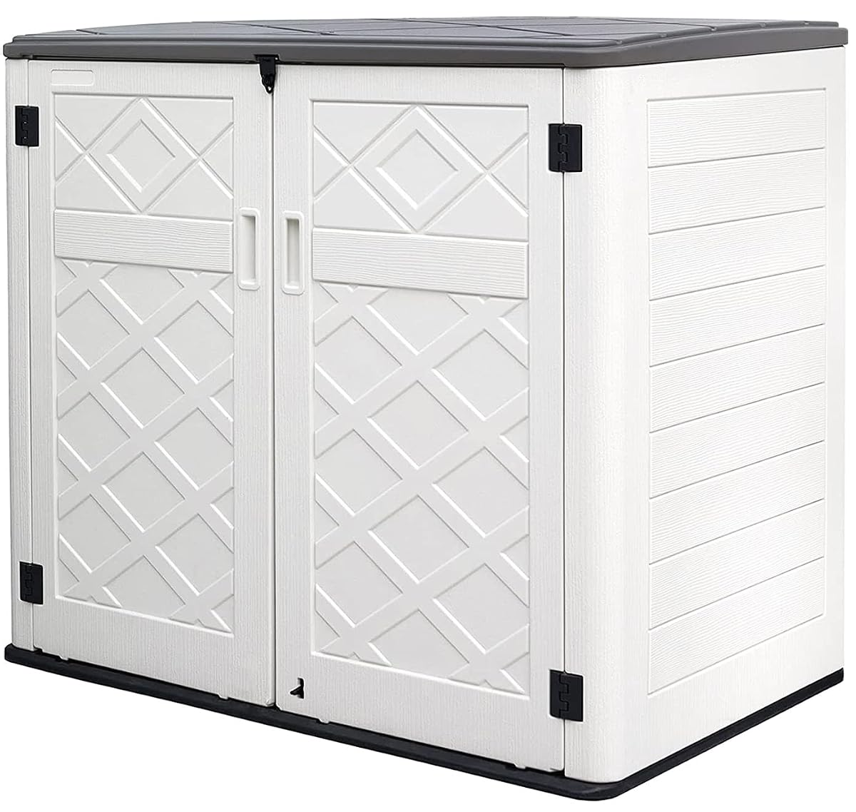 Resin Outdoor Storage Shed, 38 cu.ft Outdoor Storage Box Waterproof for Garden Tools, Patio Furniture, Trash Cans, Garage Storage, Customized Shelves & Lockable (Off White)