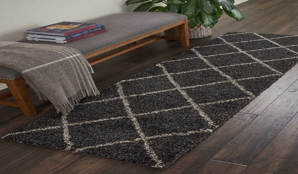 Home Brisbane Charcoal 2'2" x 7'6" Area Rug - Easy Clean, Non Shedding, Bed Room, Living Room, Dining Room, Kitchen (8' Runner)