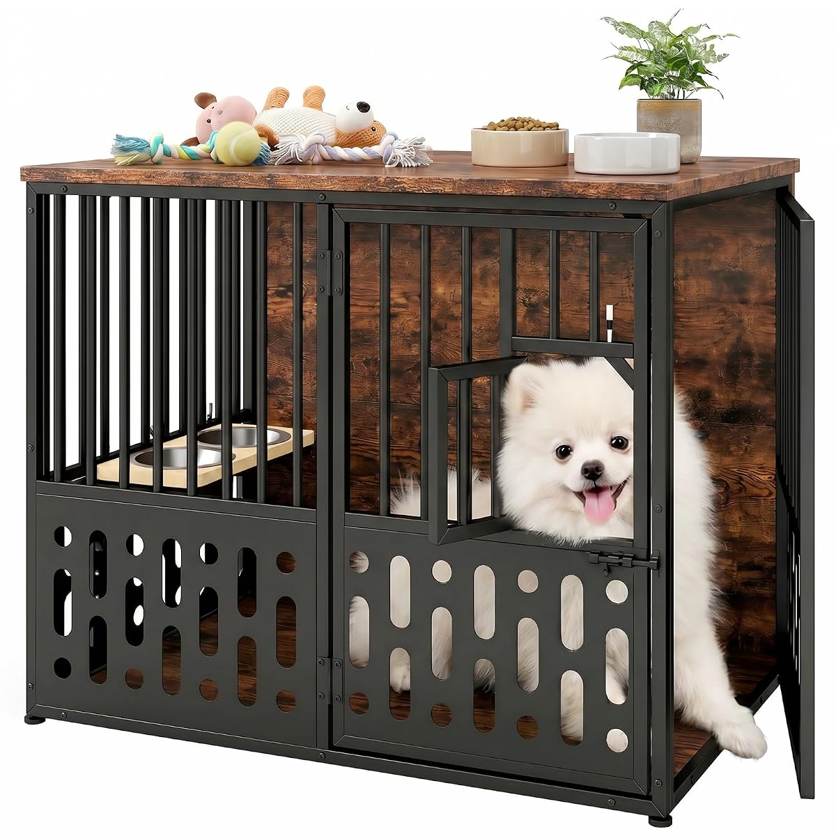 32 Inch Small Dog Crate, Wood Dog Crate Furniture for Small Medium Dogs