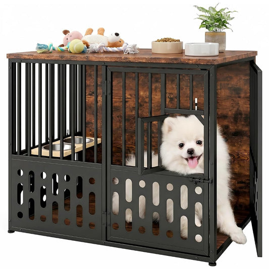 32 Inch Small Dog Crate, Wood Dog Crate Furniture for Small Medium Dogs