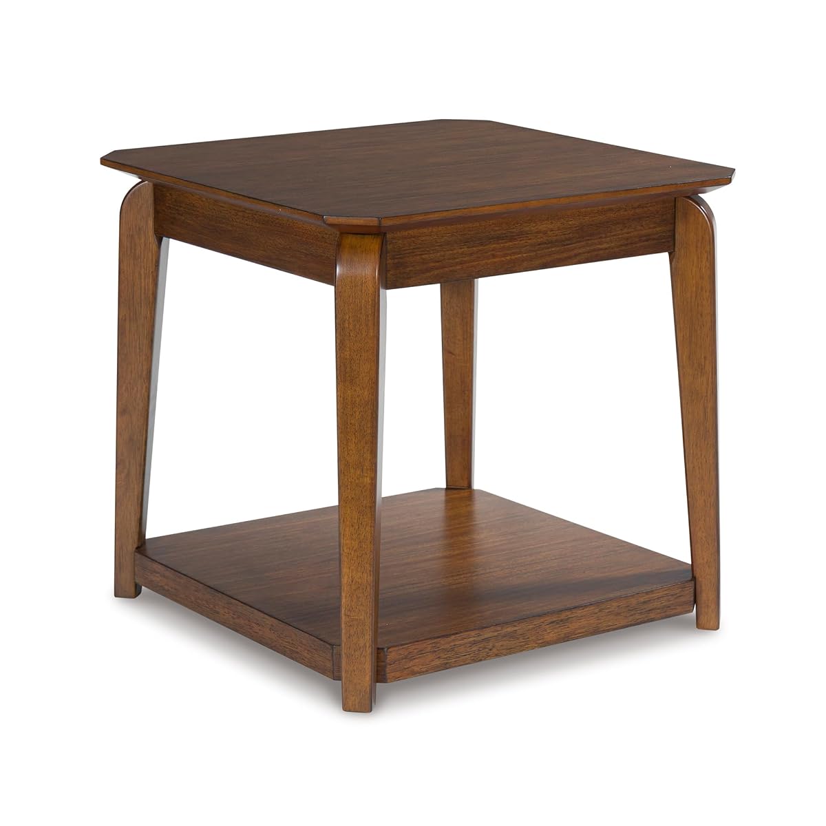 Signature Design by Ashley Trenmour Mid-Century Modern End Table with Lower Open Shlef, Light Brown