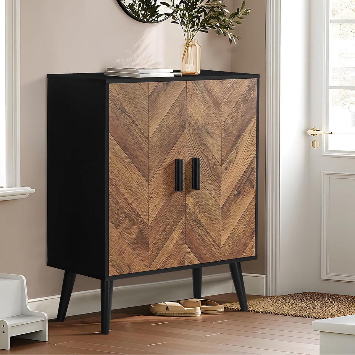 Storage Cabinet with 2 Shelves & Doors, Sideboard Buffet Cabinet with Storage