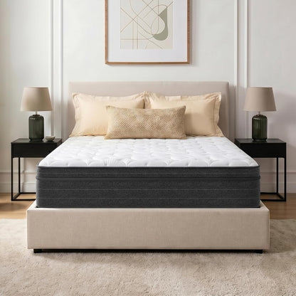 12 Inch Queen Hybrid Mattress in a Box, Medium Firm, Gray