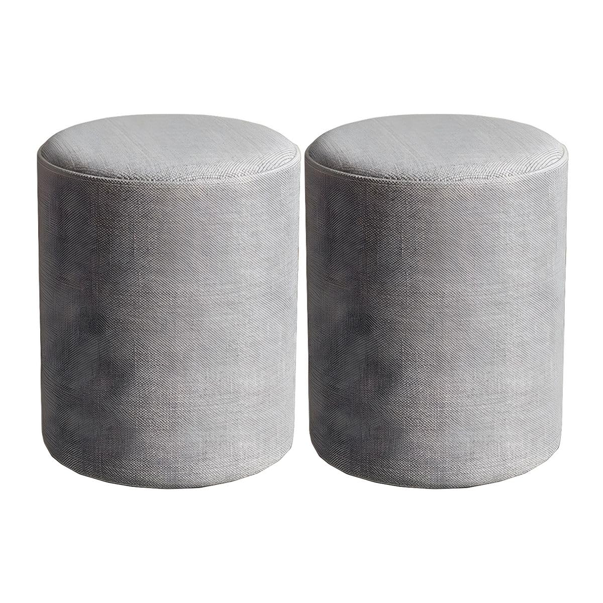 Home Pouf Ottoman, Contemporary Footstool Ottoman Fabric Upholstered Foot Rest Foot Stool Poufs for Bedroom Living Room Home Furniture, 11" L x 11" W x 14" H (Light Gray, 2 Piece Set)