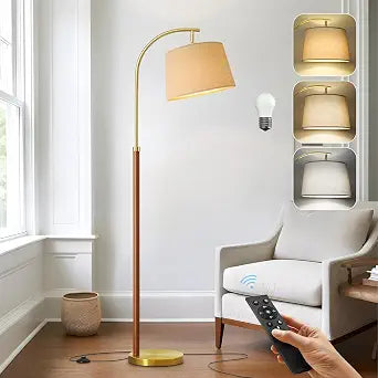 62.5" Gold Floor Lamp for Living Room Dimmable Standing Lamp with Remote, view 2