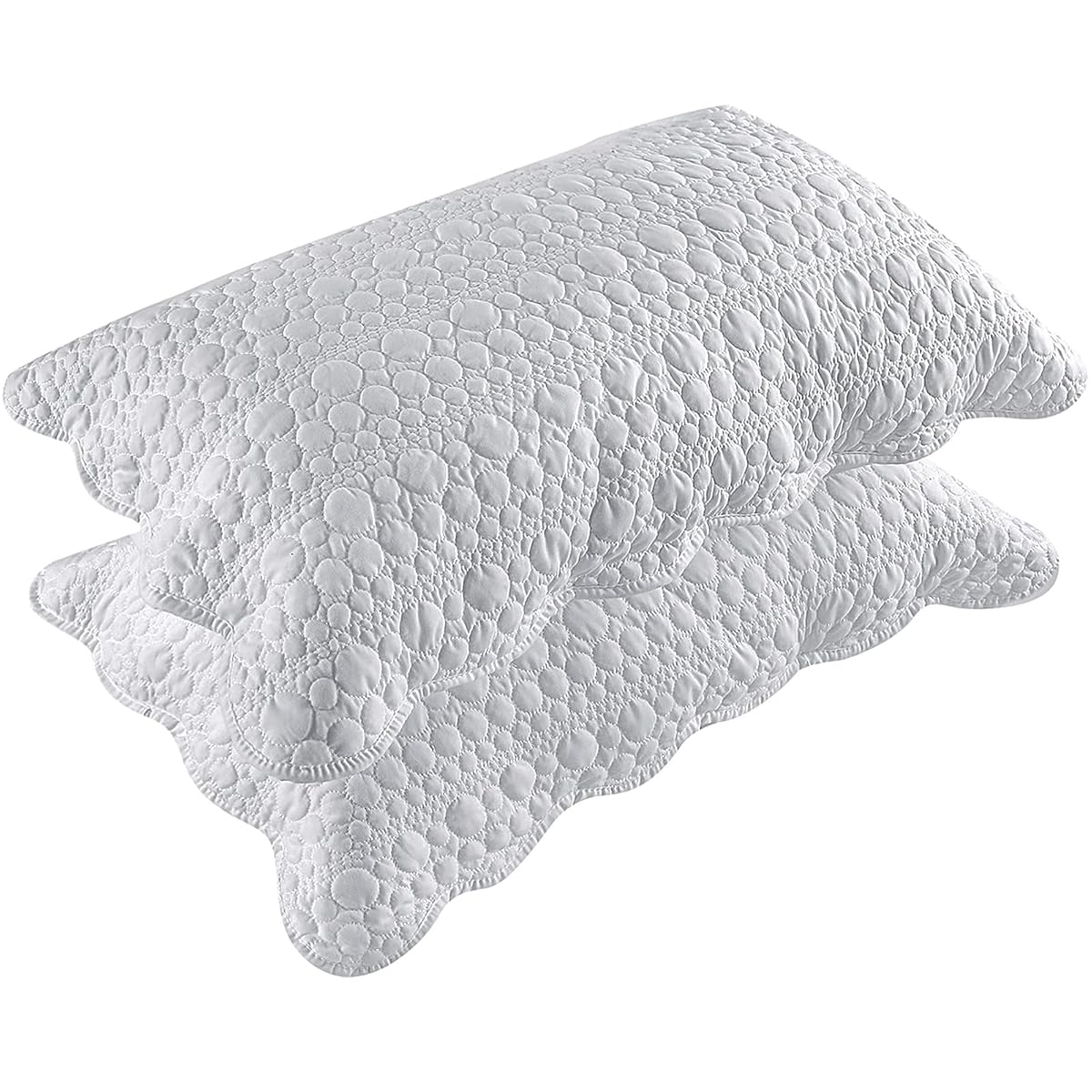Standard Size Pillow Shams Set of 2, Ultra Soft Breathable 20 x 26 Inches Quilted Pillow Cases Envelope Closure for Sleeping, Decorative Microfiber Bed Pillowcases Easy Care, White